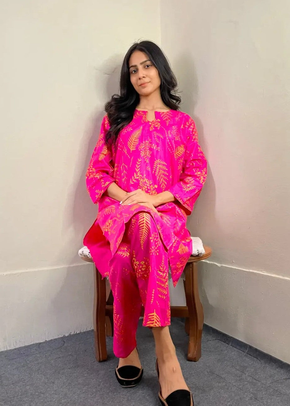 Chaudhary Arts leave (pink) Women 2pcs