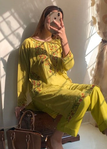 Chaudhary Arts Pocket green embroidered Women 2pcs