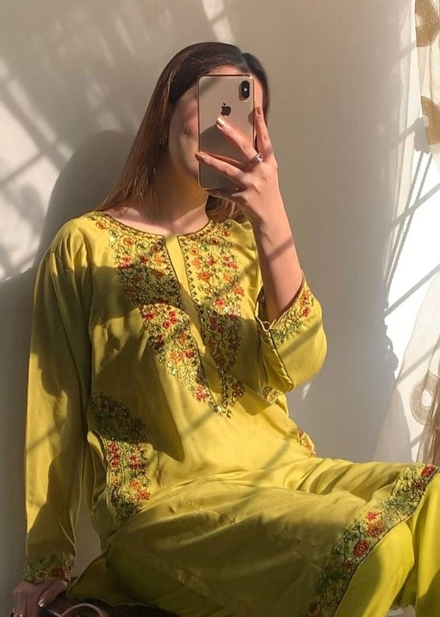 Chaudhary Arts Pocket green embroidered Women 2pcs