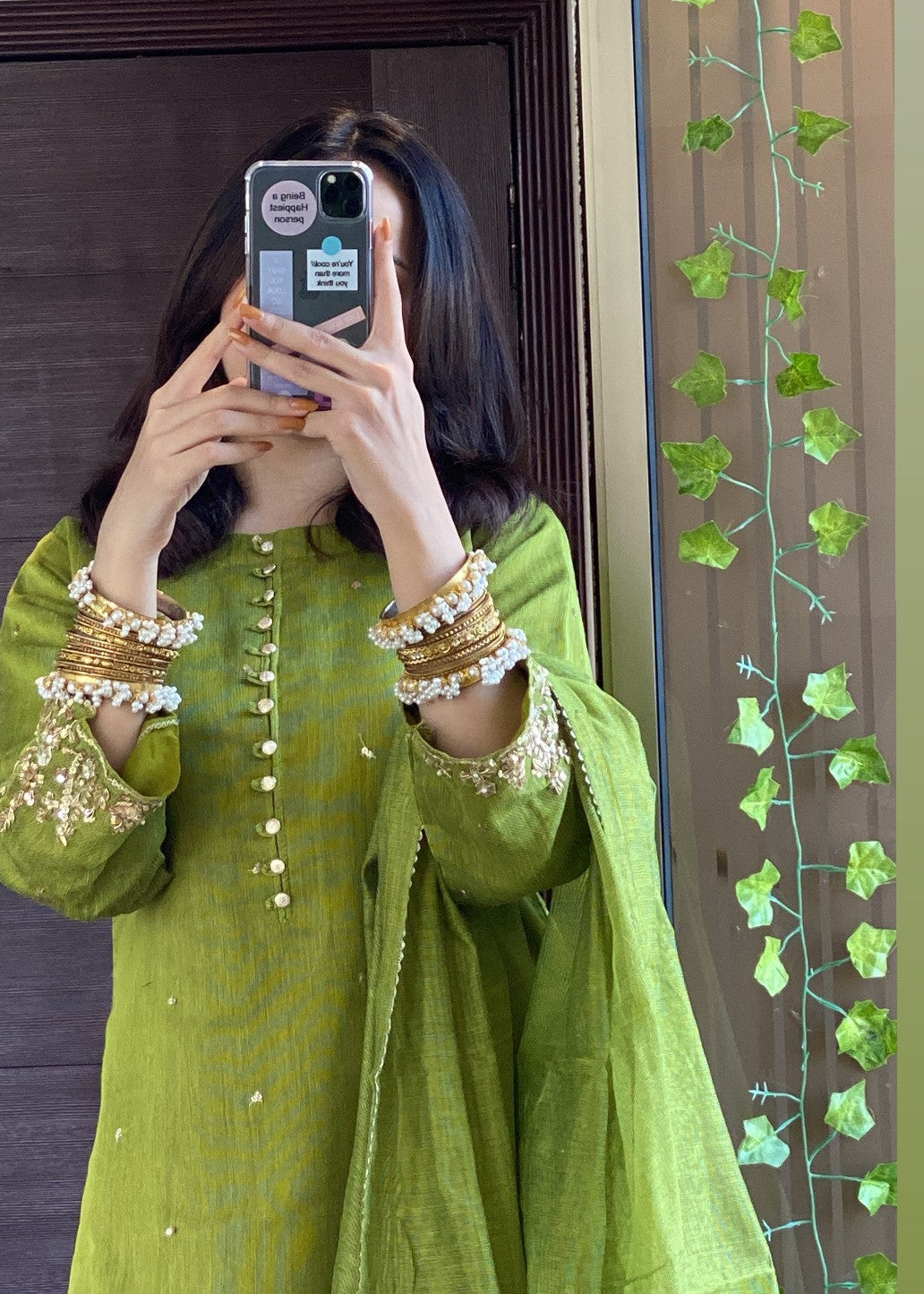 Ayesha B dhani green khaddi naaz Women 3pcs
