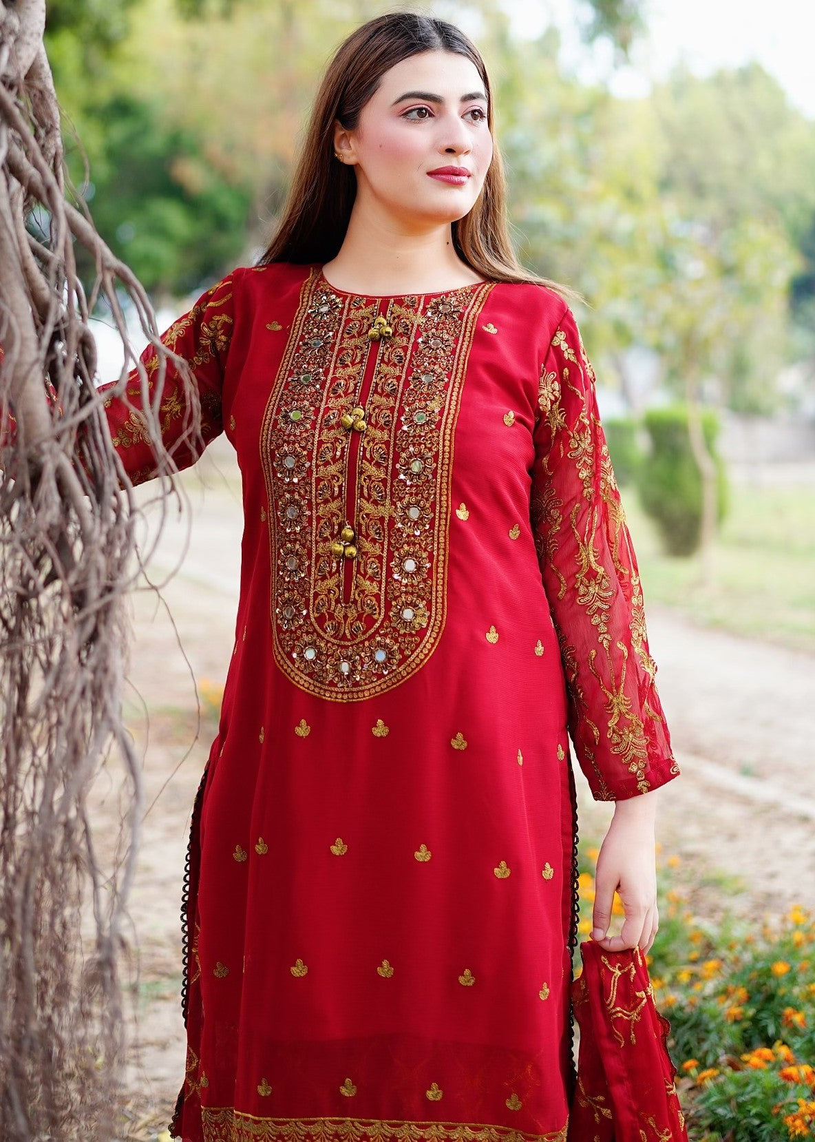 Four Season Boutique ZAMDA CHIFFON RED Women 3pcs