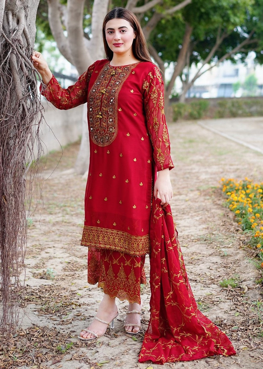 Four Season Boutique ZAMDA CHIFFON RED Women 3pcs