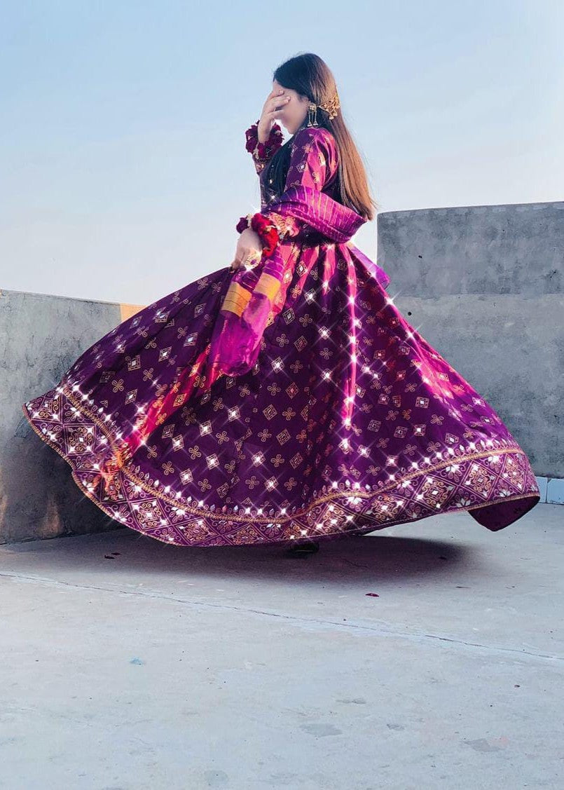 1 Virsapret sheesh mahal in purple Women 3pcs