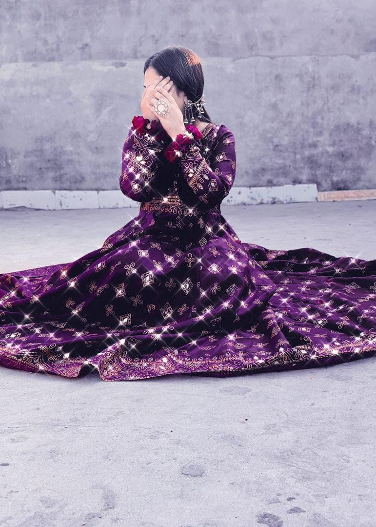 1 Virsapret sheesh mahal in purple Women 3pcs