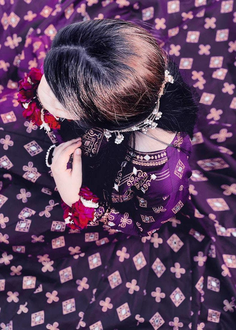 1 Virsapret sheesh mahal in purple Women 3pcs