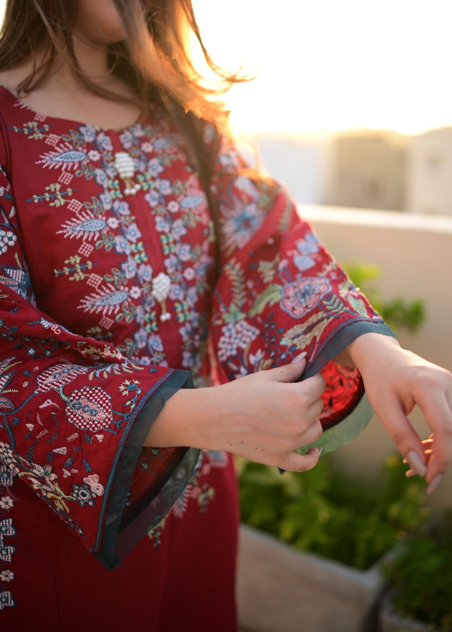 Four Season Boutique Pocket Cotton Red Women 3pcs