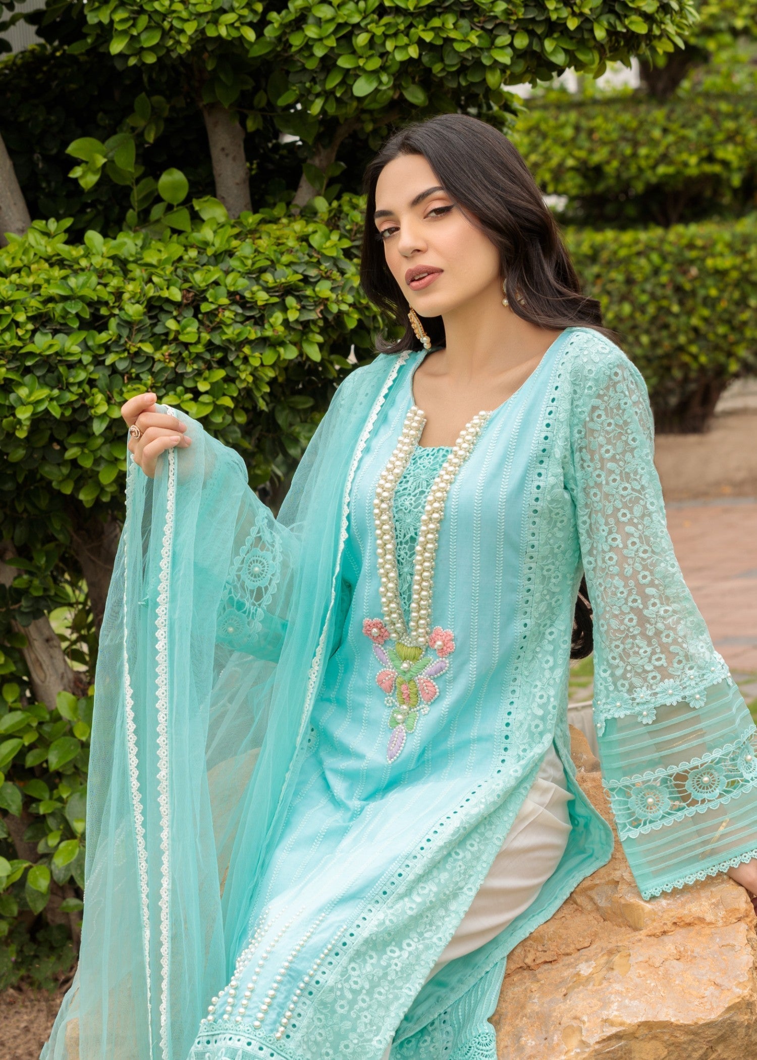 Khuda Baksh Creations S 123 Aqua Women 4pcs