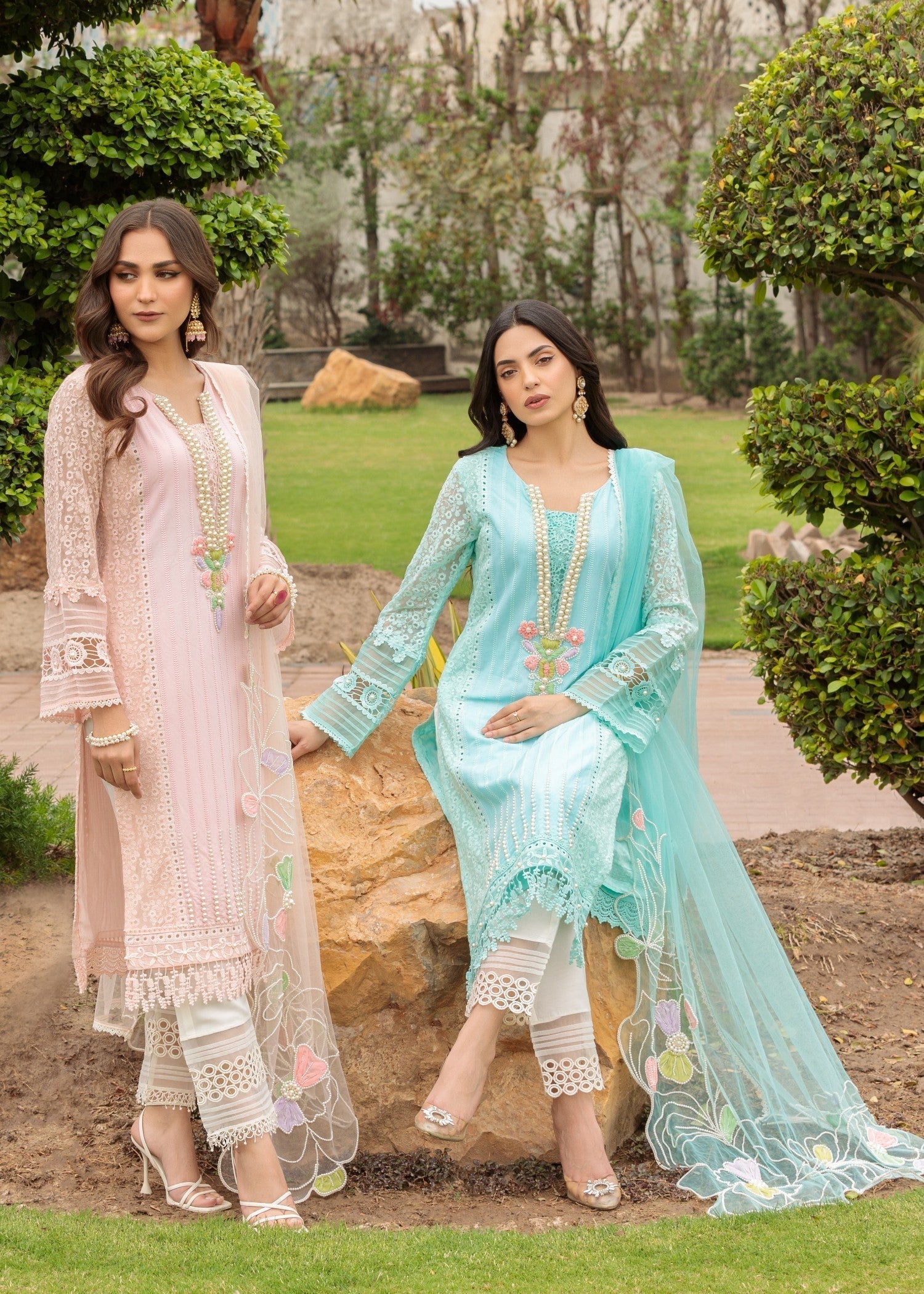 Khuda Baksh Creations S 123 Aqua Women 4pcs