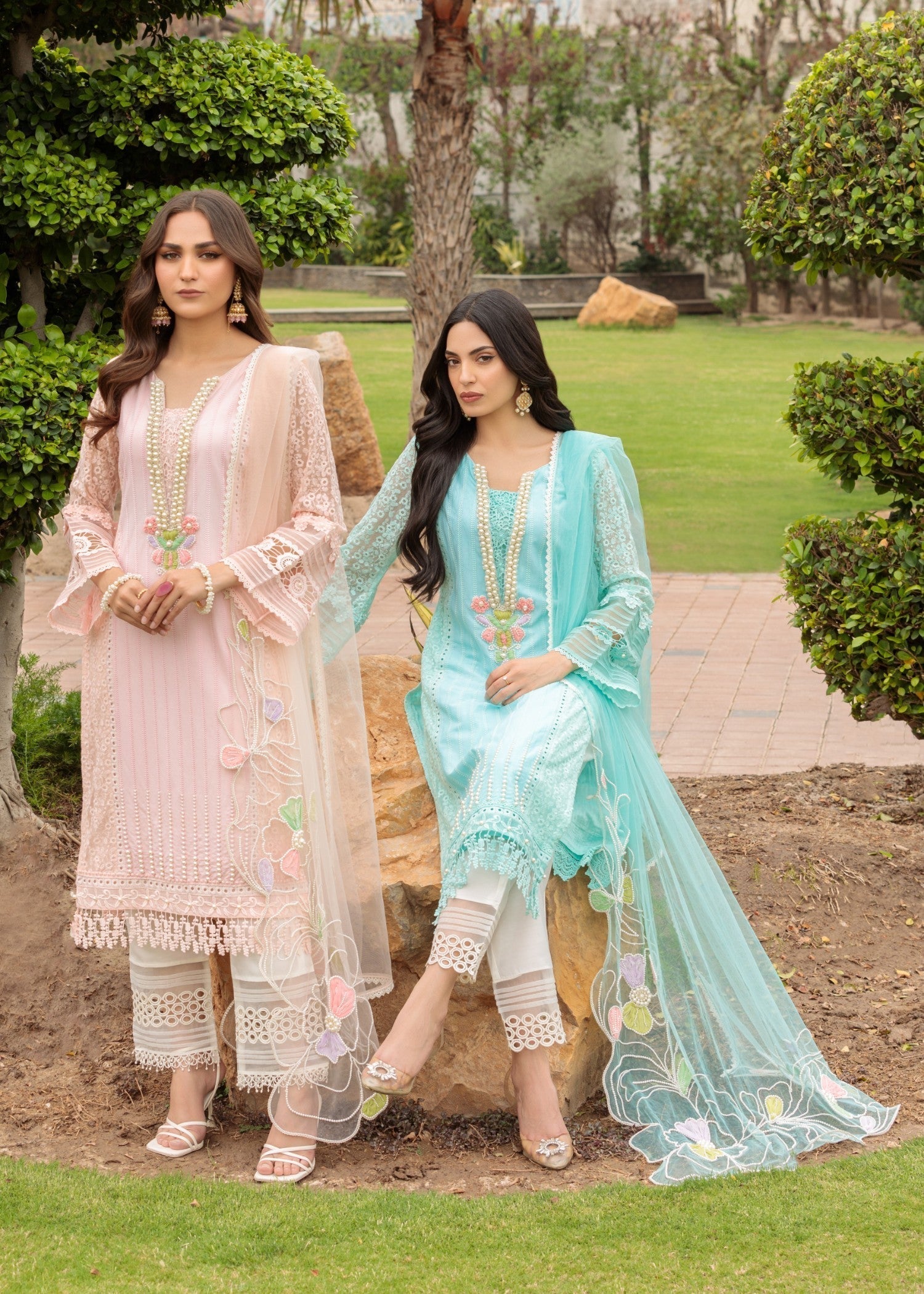 Khuda Baksh Creations S 123 Aqua Women 4pcs