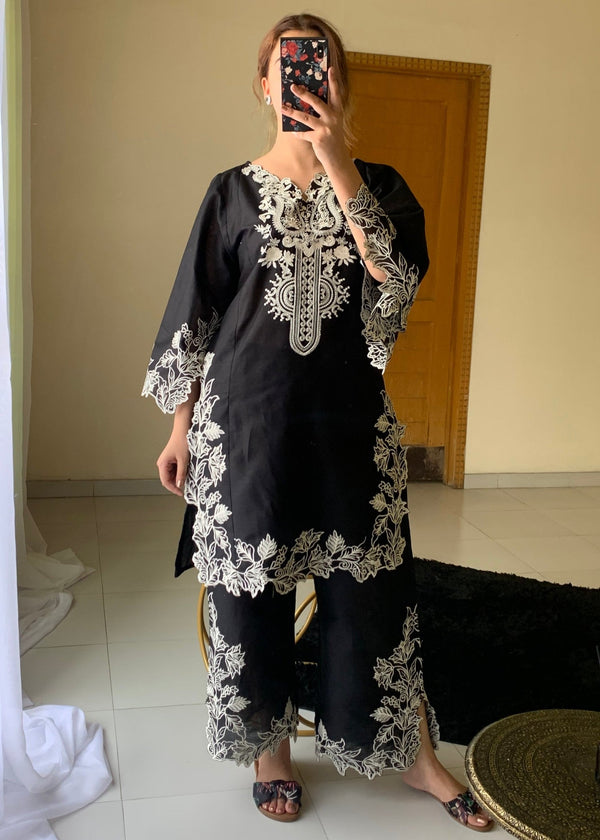 Chaudhary Arts Cyan 2 Embroidered Black Women 2pcs