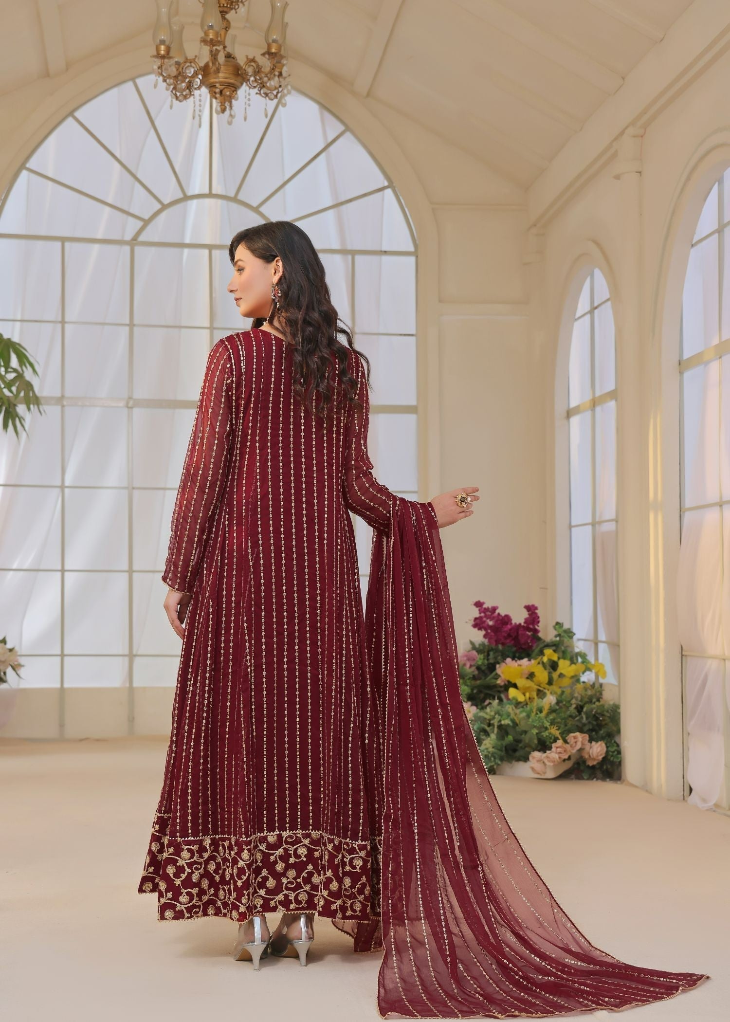 Ayesha Closet Malaa Maroon Women 3pcs