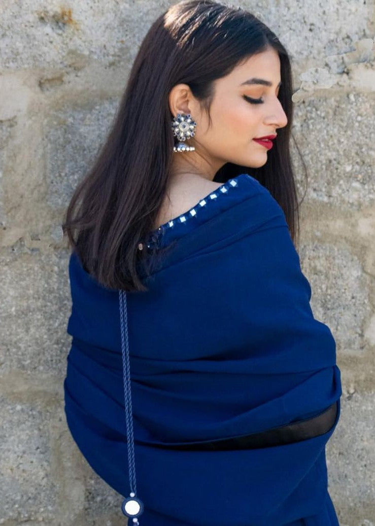 Amna Ismail BLUE SHEESHA SAREE Women 3pcs