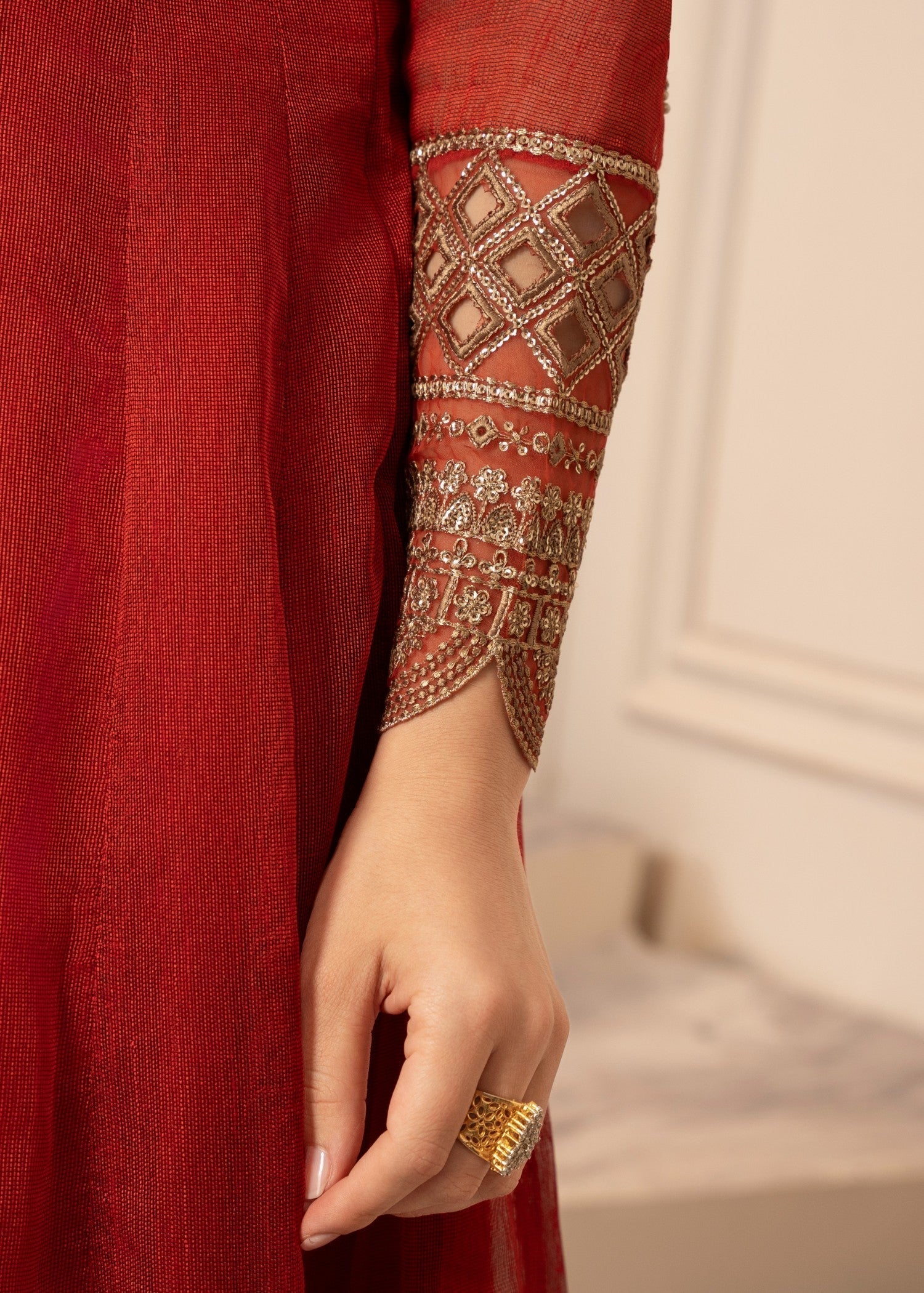 Zebaye Zardozi DF 24 tomato red(SB) Women 3pcs