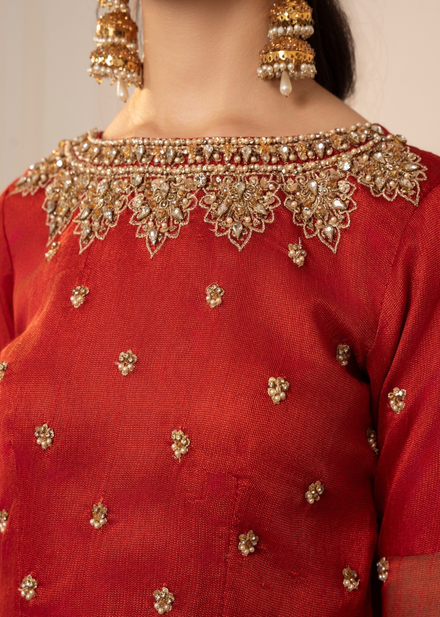 Zebaye Zardozi DF 24 tomato red(SB) Women 3pcs