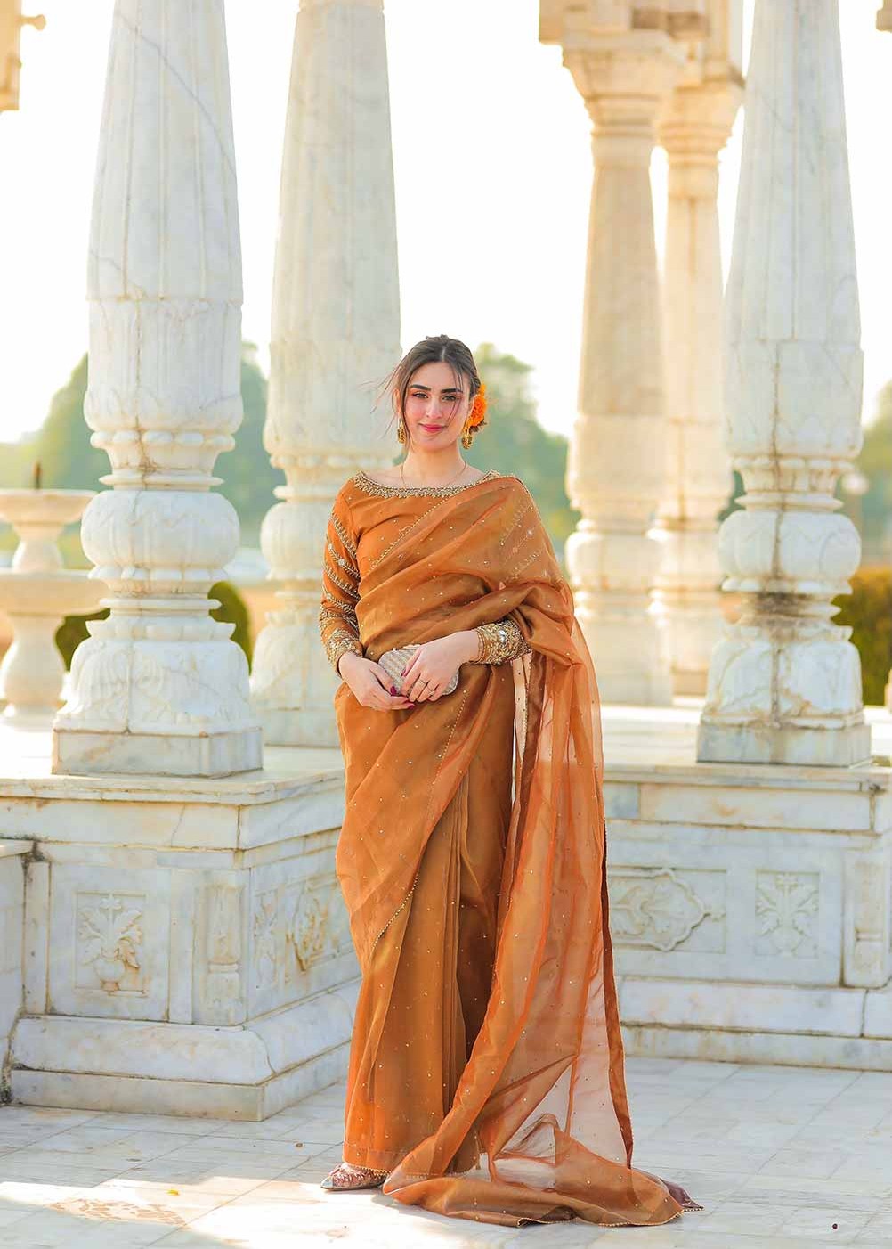 Amna Ismail LAMA ORANGE SAREE Women 3pcs