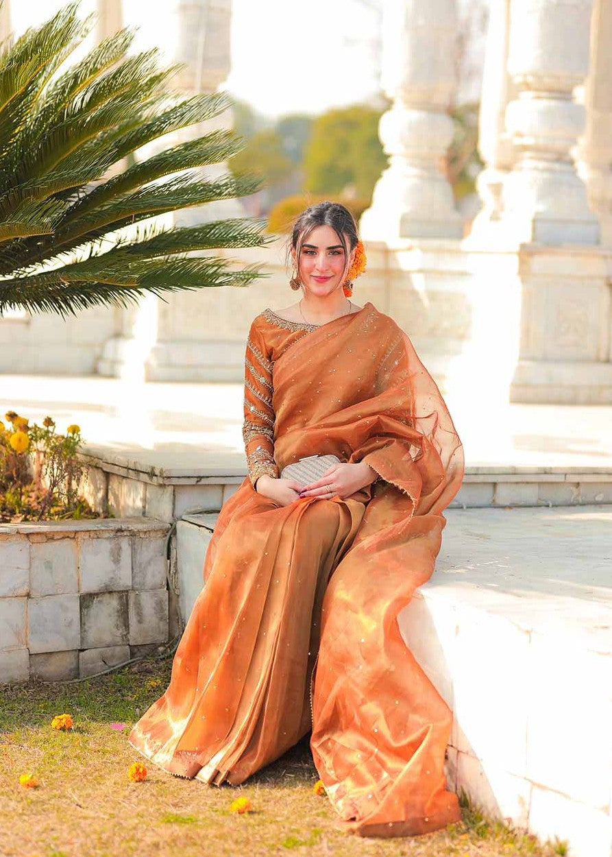 Amna Ismail LAMA ORANGE SAREE Women 3pcs