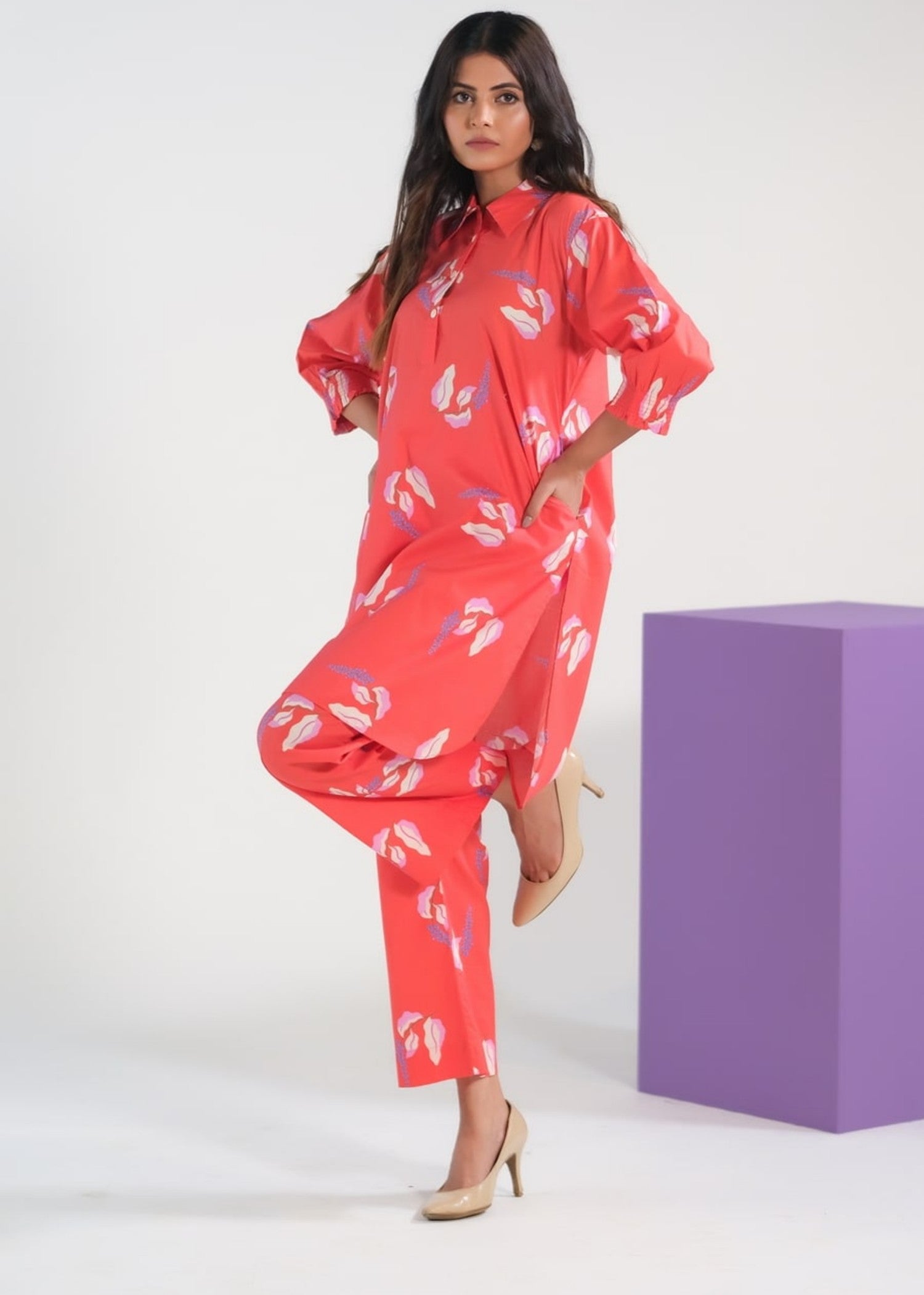 Sprinkles Bean Red Lavender Cambric Women 2pcs