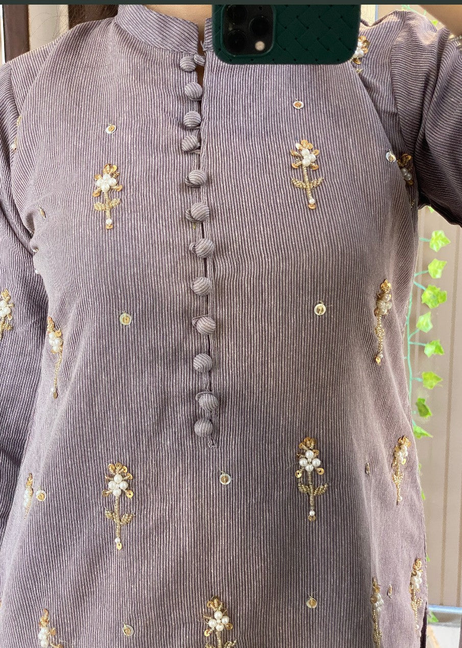 Ayesha B pastel grey maha Women 3pcs