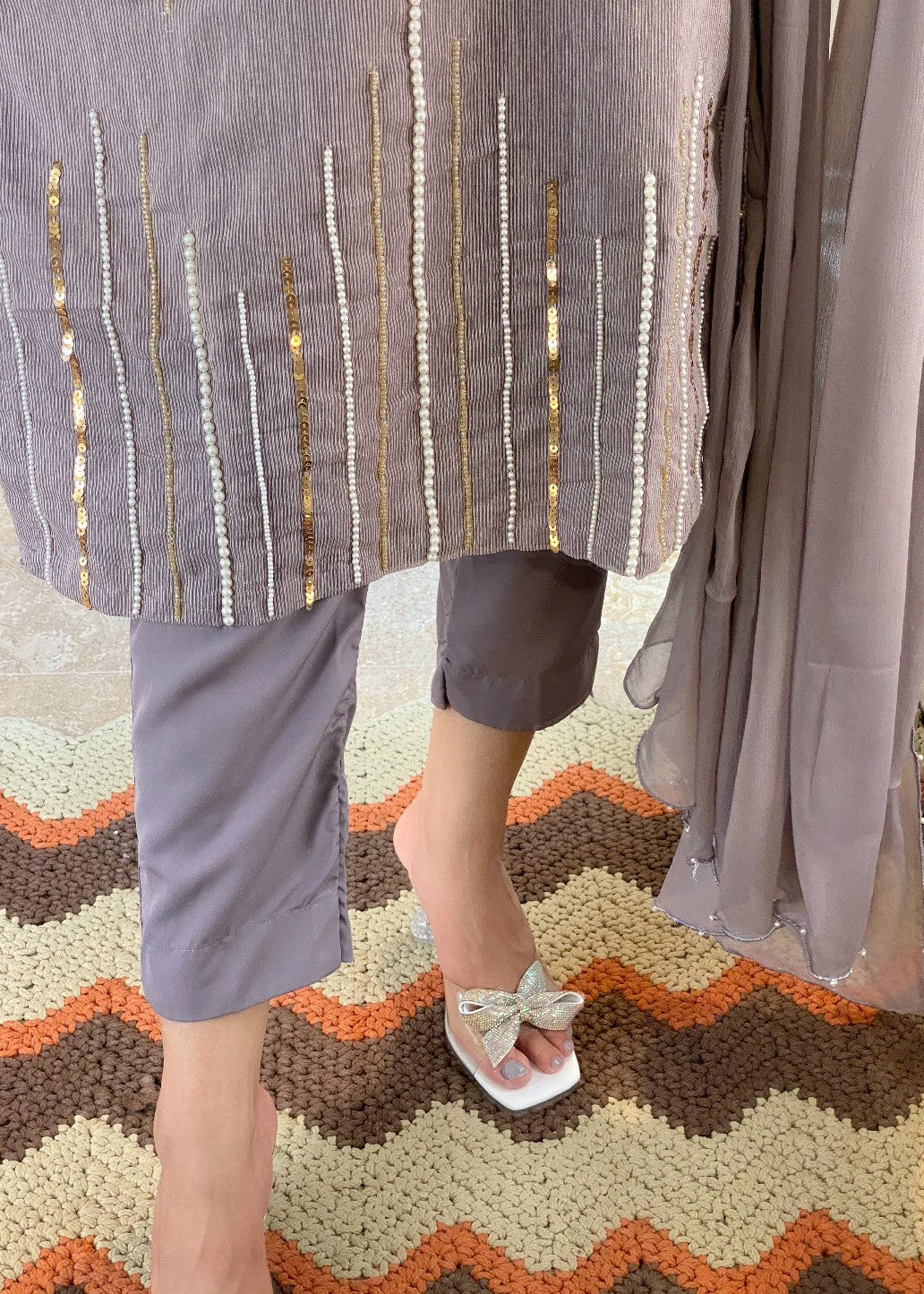 Ayesha B pastel grey maha Women 3pcs