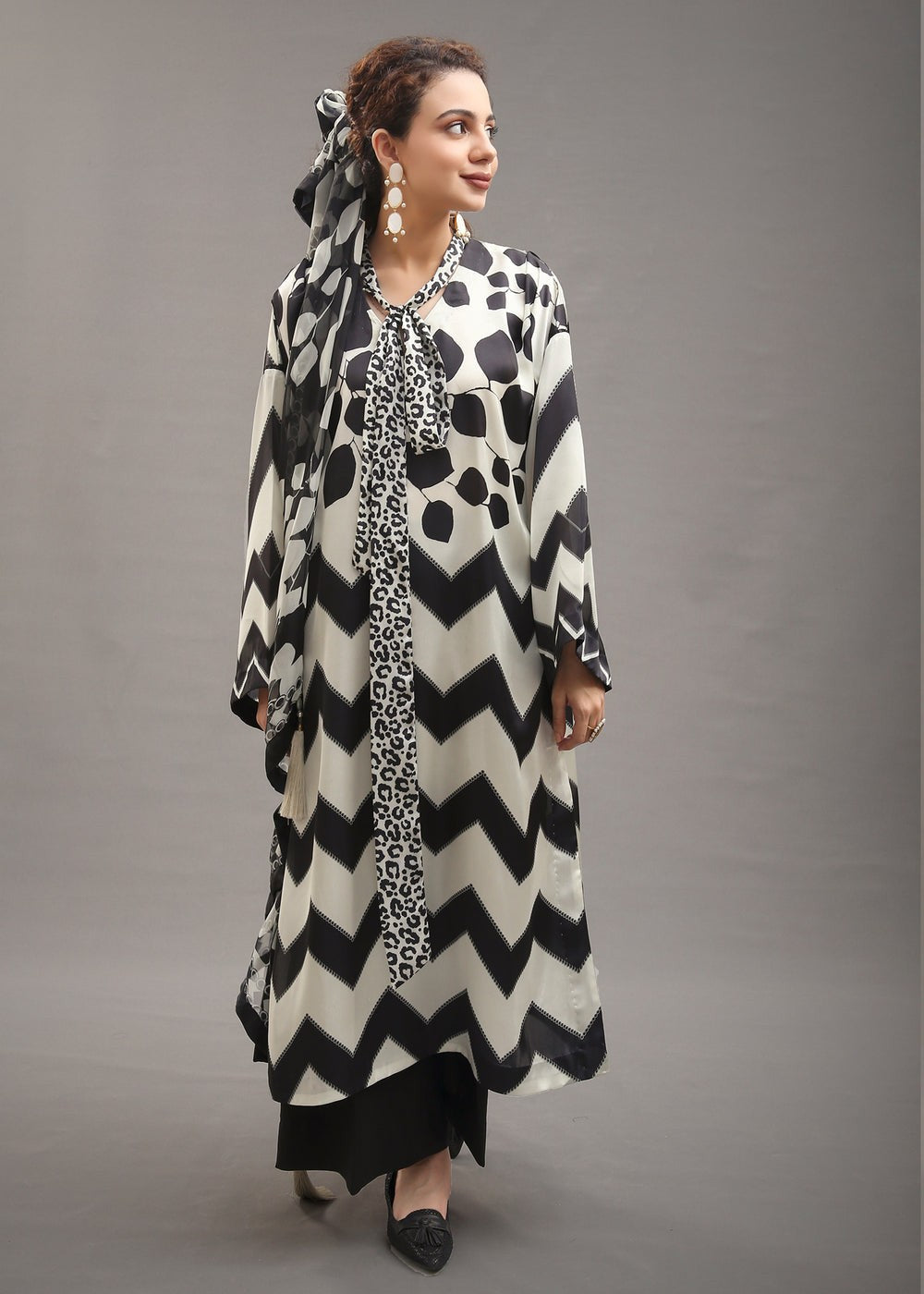 Dureshahwar Atelier Zebra Print Shirt and Dupatta Women 2pcs