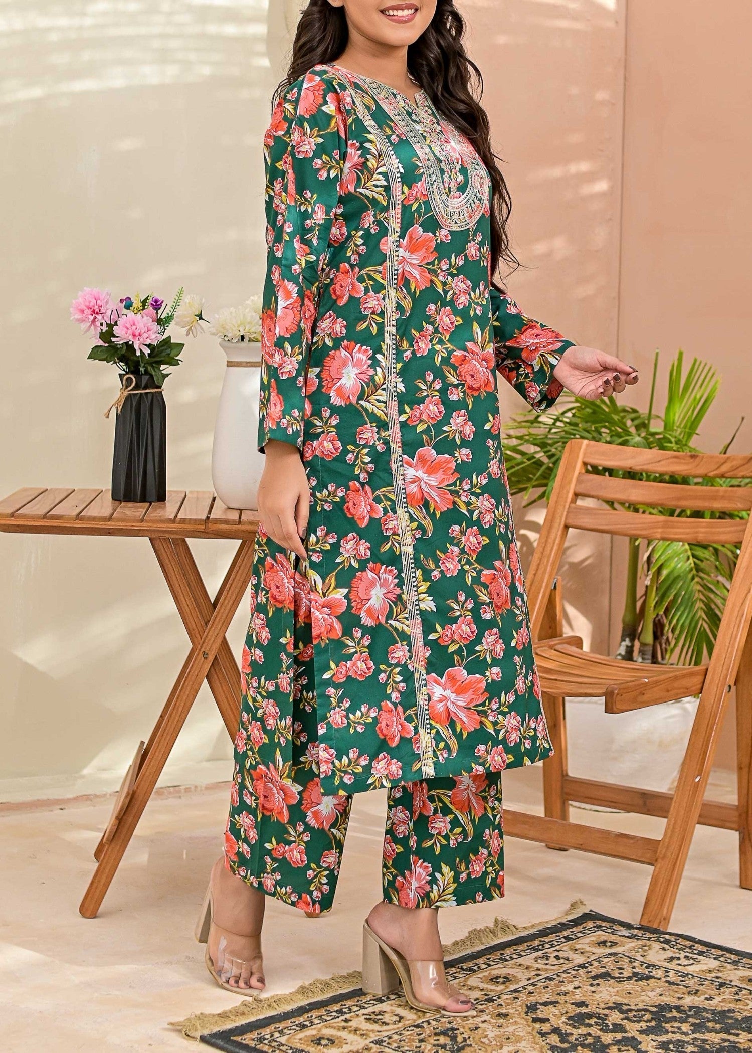 Pret Diaries Green Embroidered Women 2pcs