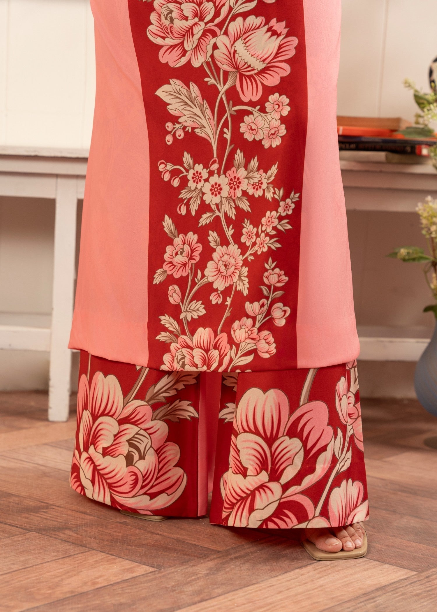 Stitch Vibes Coral Pink Dress Women 2pcs