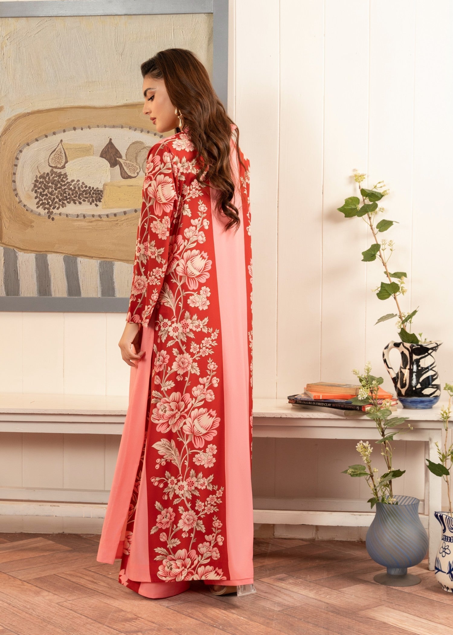 Stitch Vibes Coral Pink Dress Women 2pcs