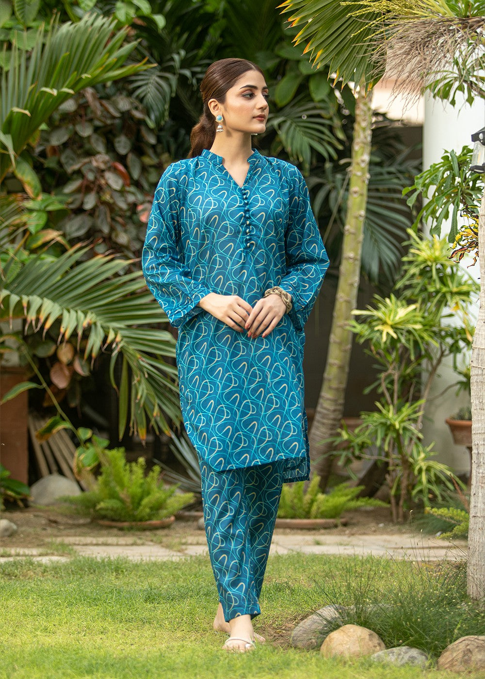 Aqs n Man Matching Separates Lawn Suit | AM 007 Women 2pcs