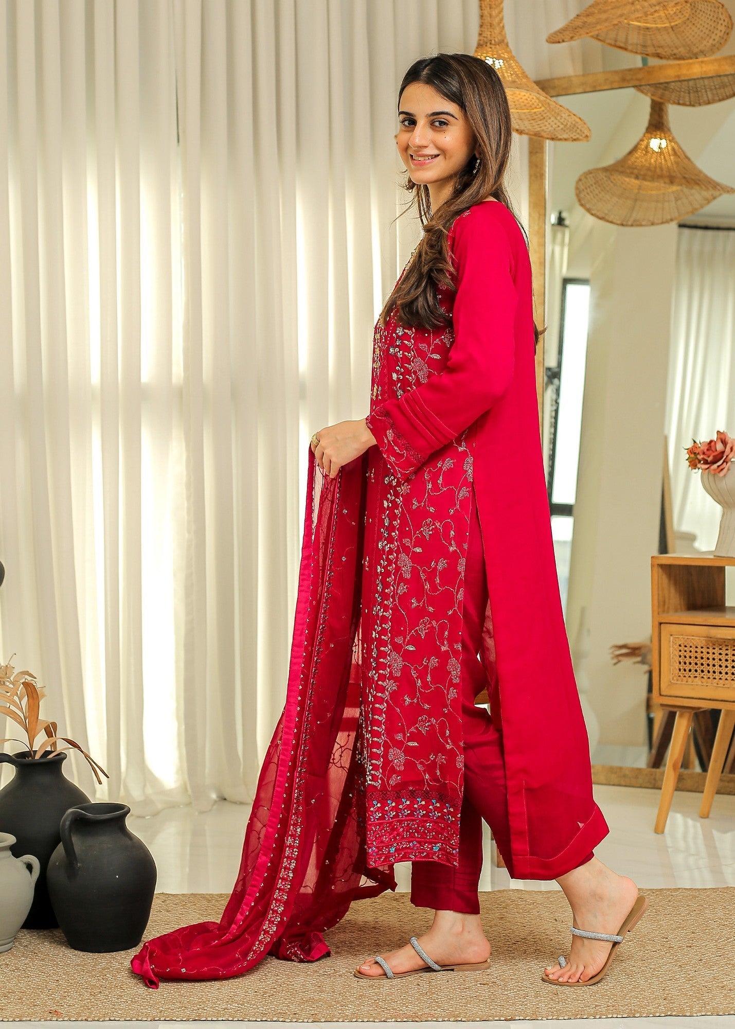 Rangeen Haseena Embroidered Chiffon Suit Women 3pcs