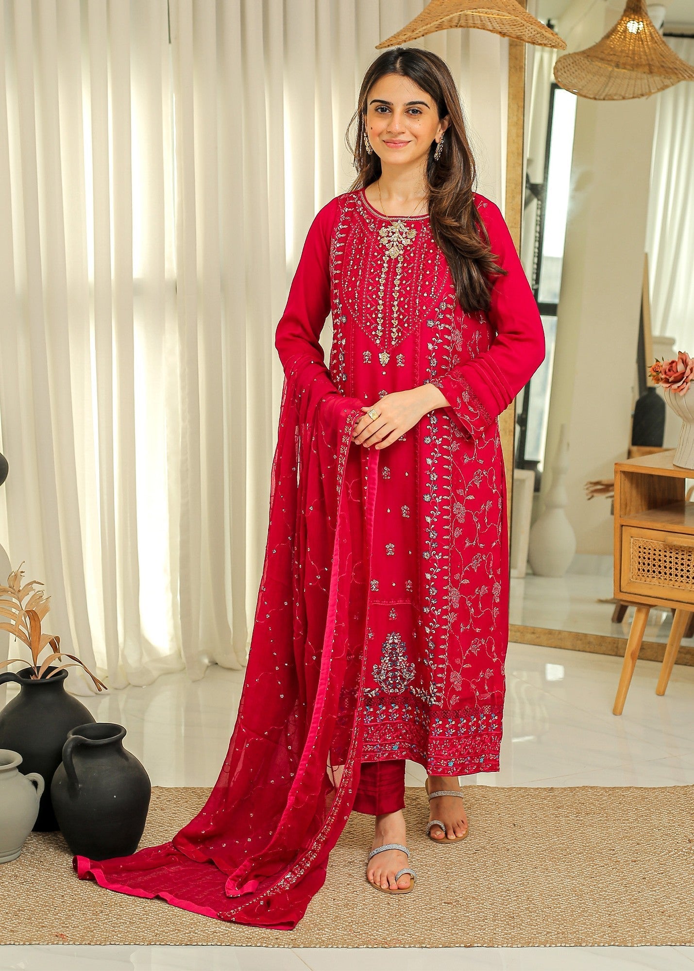 Rangeen Haseena Embroidered Chiffon Suit Women 3pcs