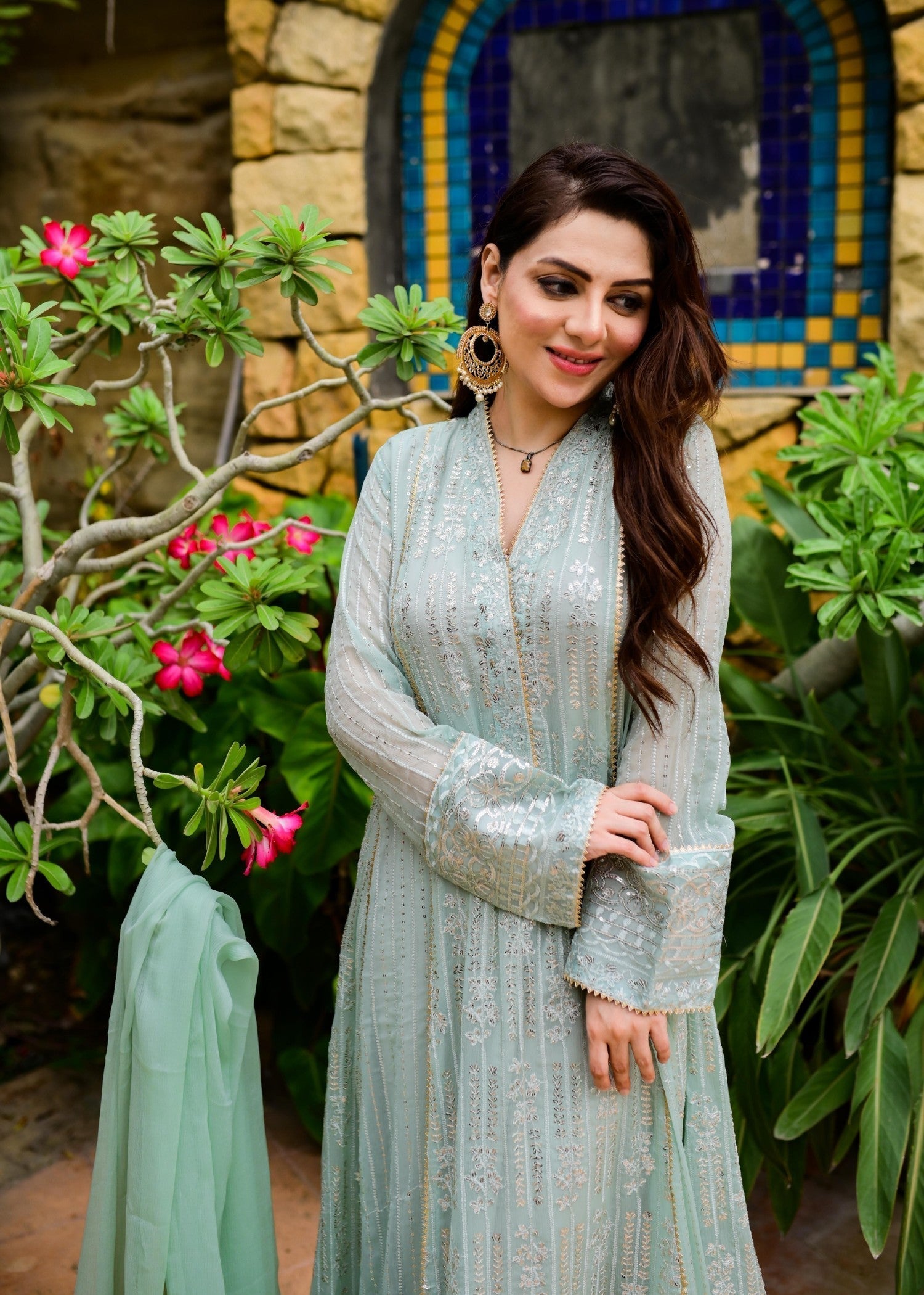 Mona Embroidery CEDAR MINT GREEN Women 3pcs