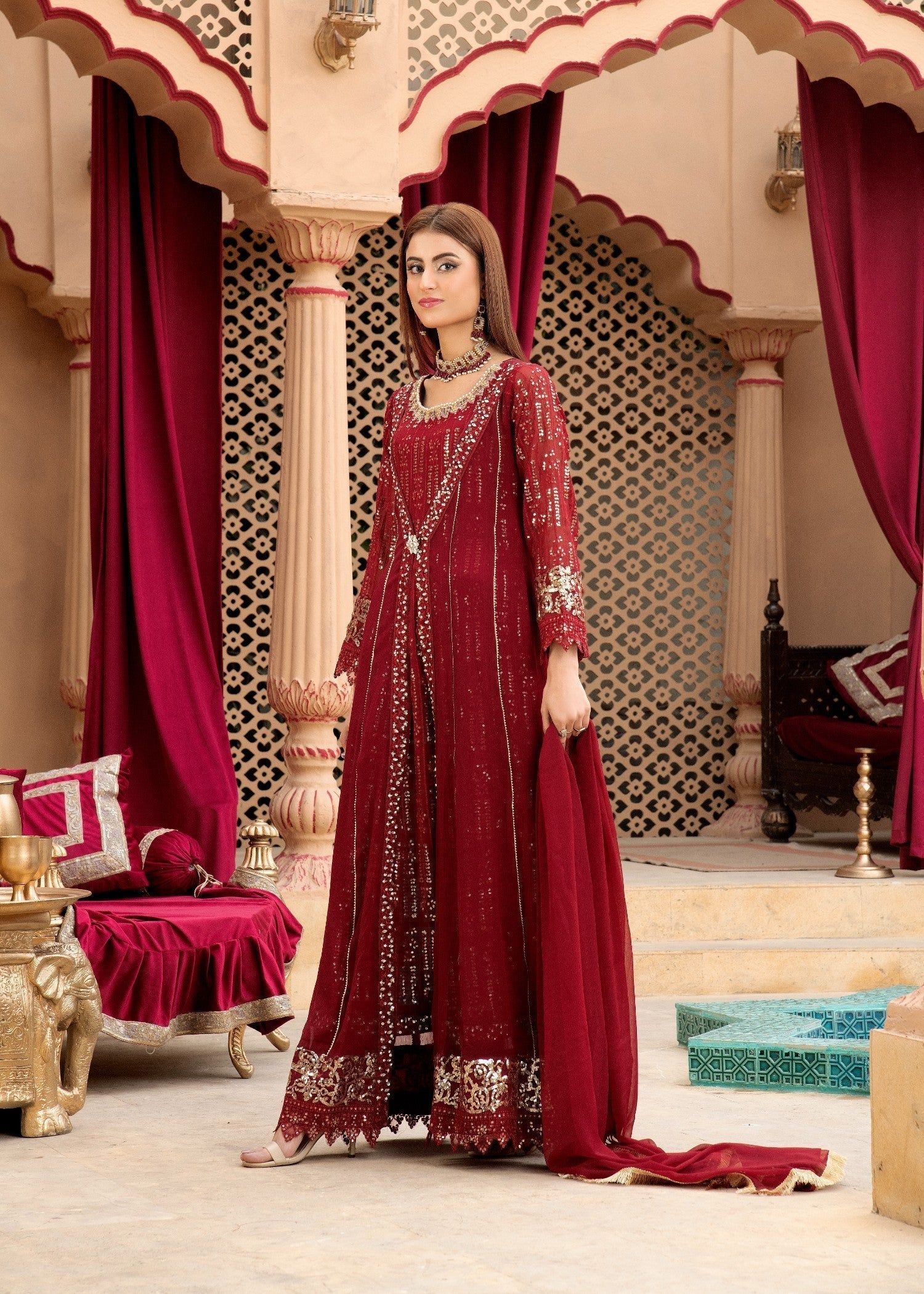 Mona Embroidery ENCHANTE MEHROON Women 3pcs