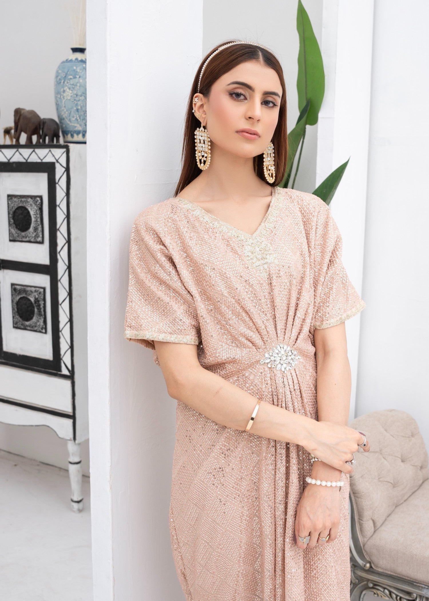 Mona Embroidery CELESTIAL CHARM PEACH Women 2pcs