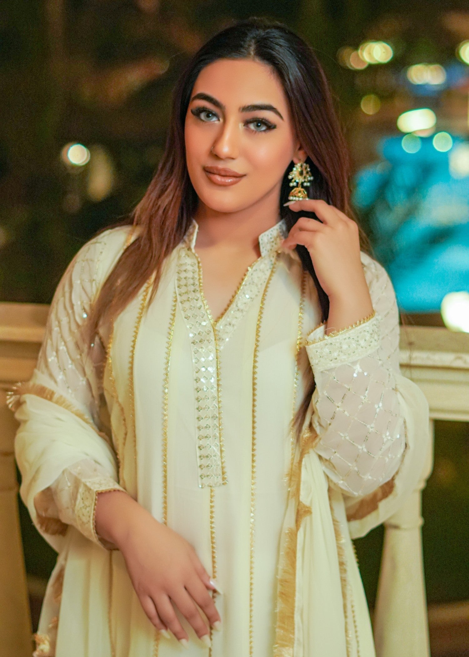 Mona Embroidery EMBELLISH AZURE OFF WHITE Women 3pcs