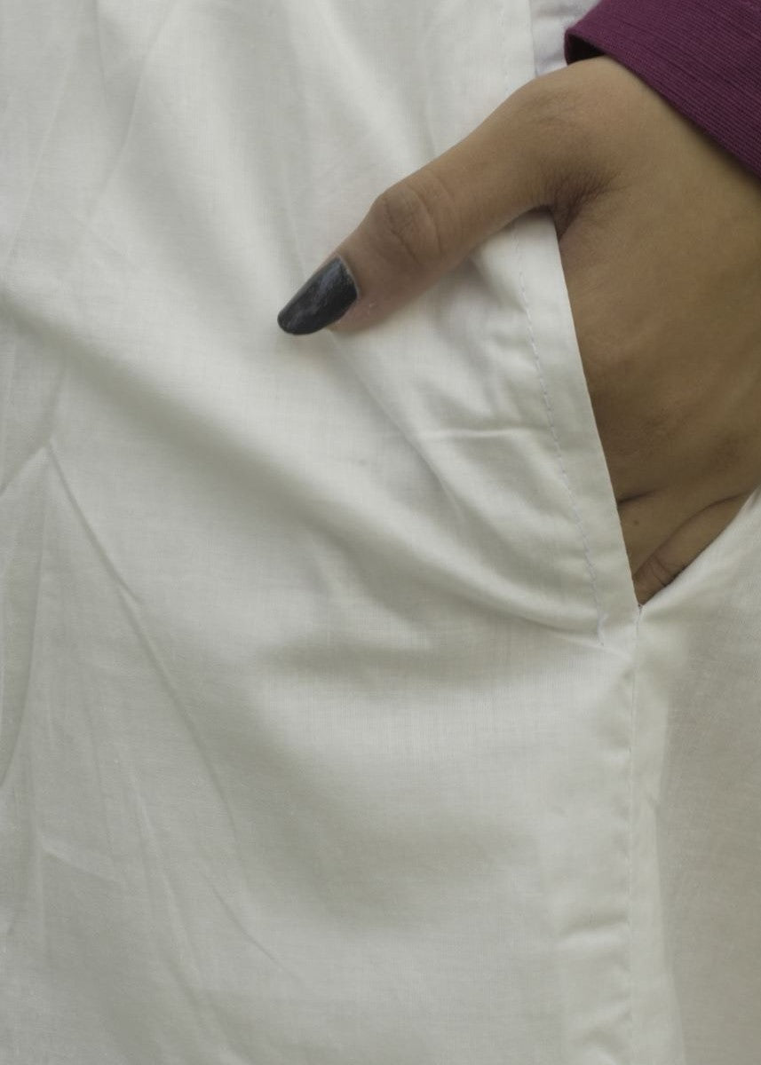 DECK UP Plain Cambric Trousers White Women 1pcs