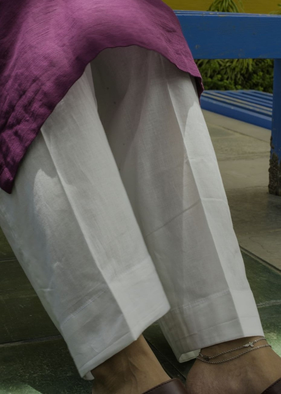 DECK UP Plain Cambric Trousers White Women 1pcs