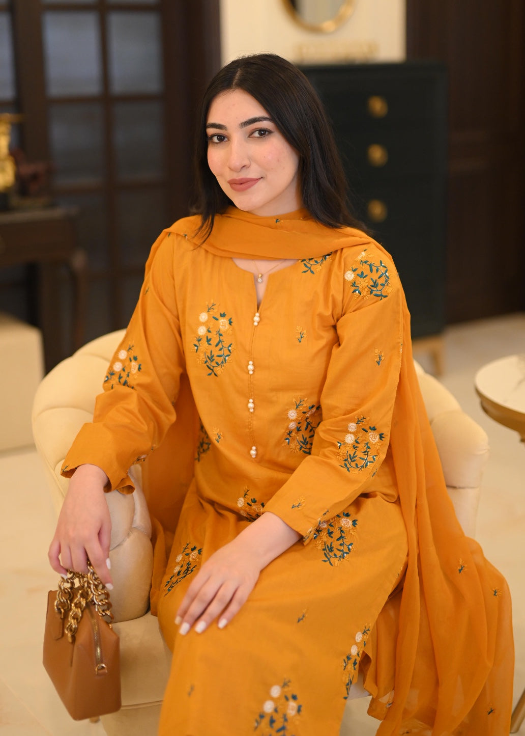 Ayesha B mustard hill sultan Women 3pcs