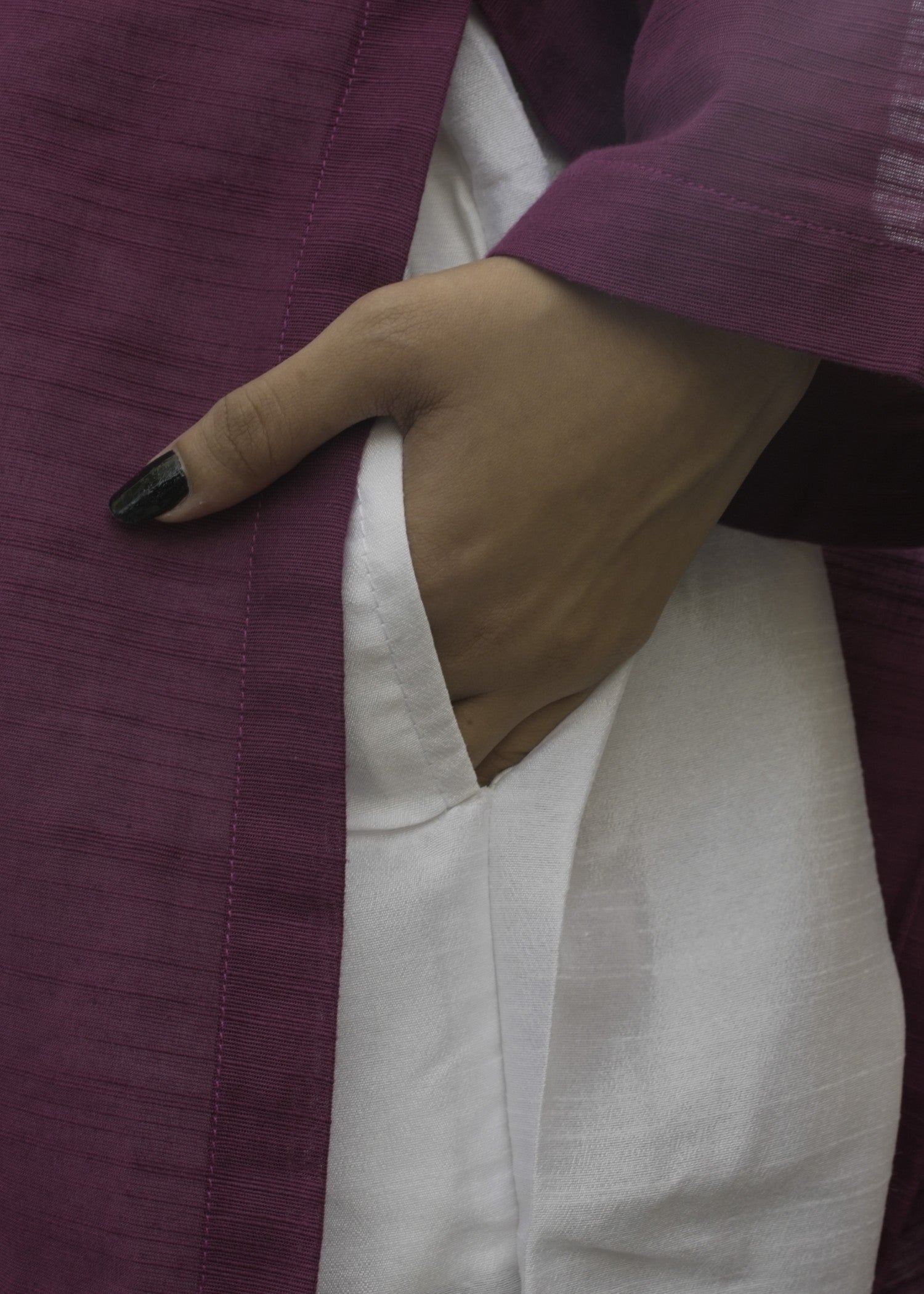 DECK UP Raw Silk Trousers White Women 1pcs