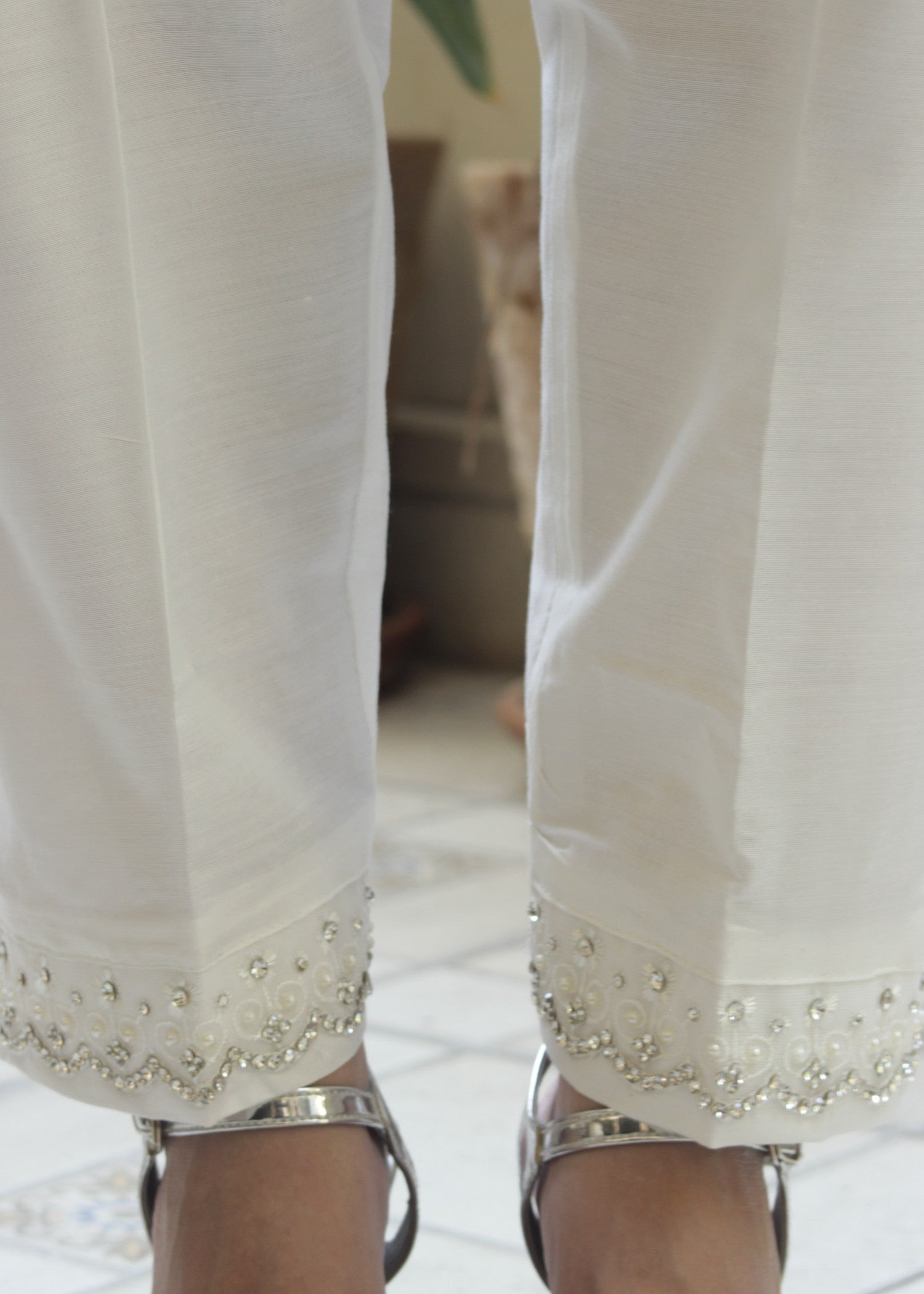 DECK UP Zircon Trousers White Women 1pcs