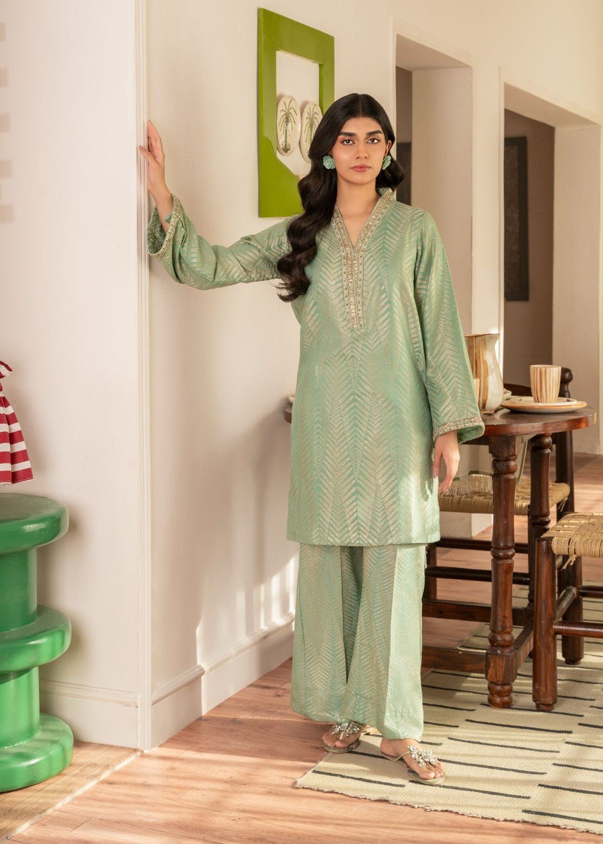 Meem Designs GREEN JACQUARD Women 2pcs