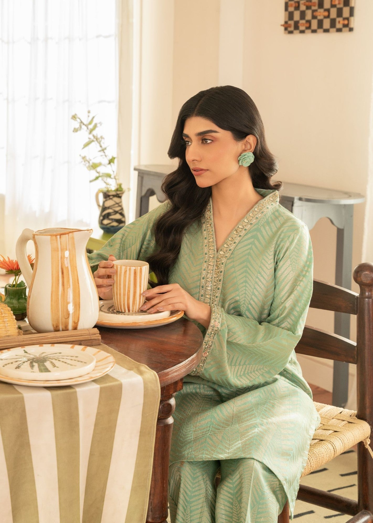 Meem Designs GREEN JACQUARD Women 2pcs