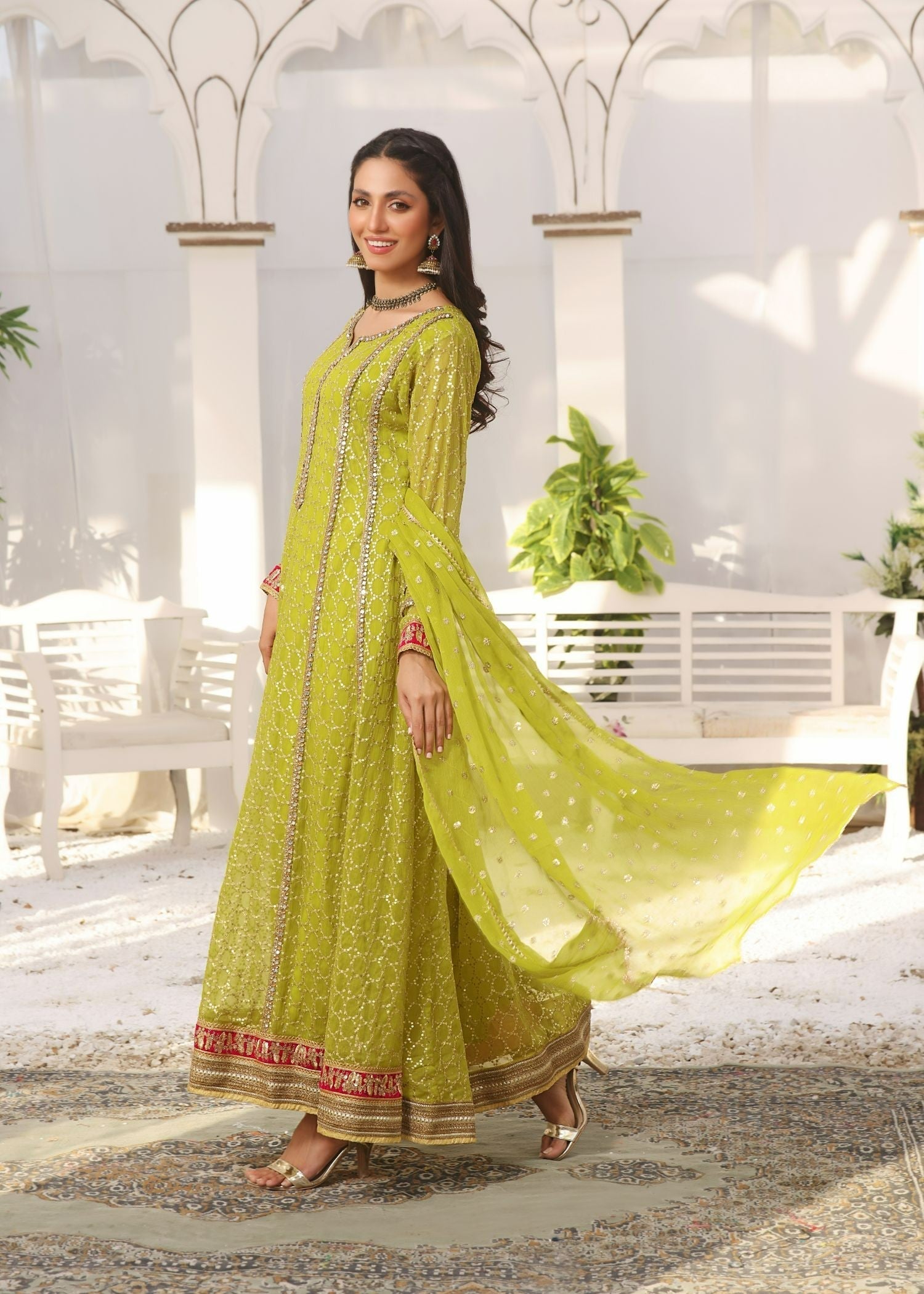 Ayesha Closet Shehzadi Chartreuse Women 3pcs
