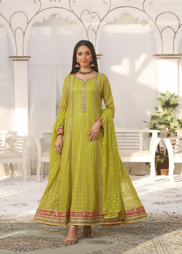 Ayesha Closet Shehzadi Chartreuse Women 3pcs