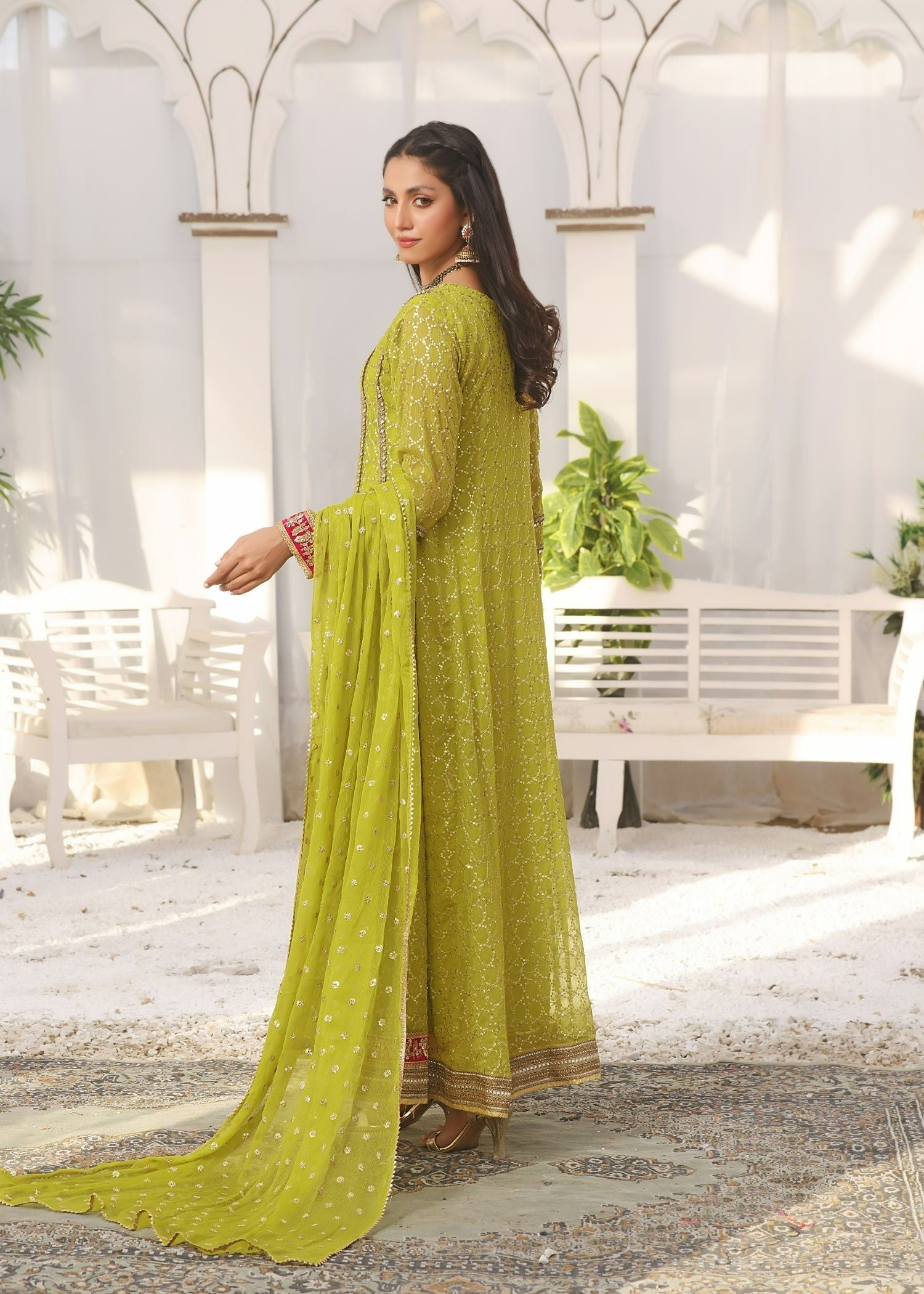 Ayesha Closet Shehzadi Chartreuse Women 3pcs