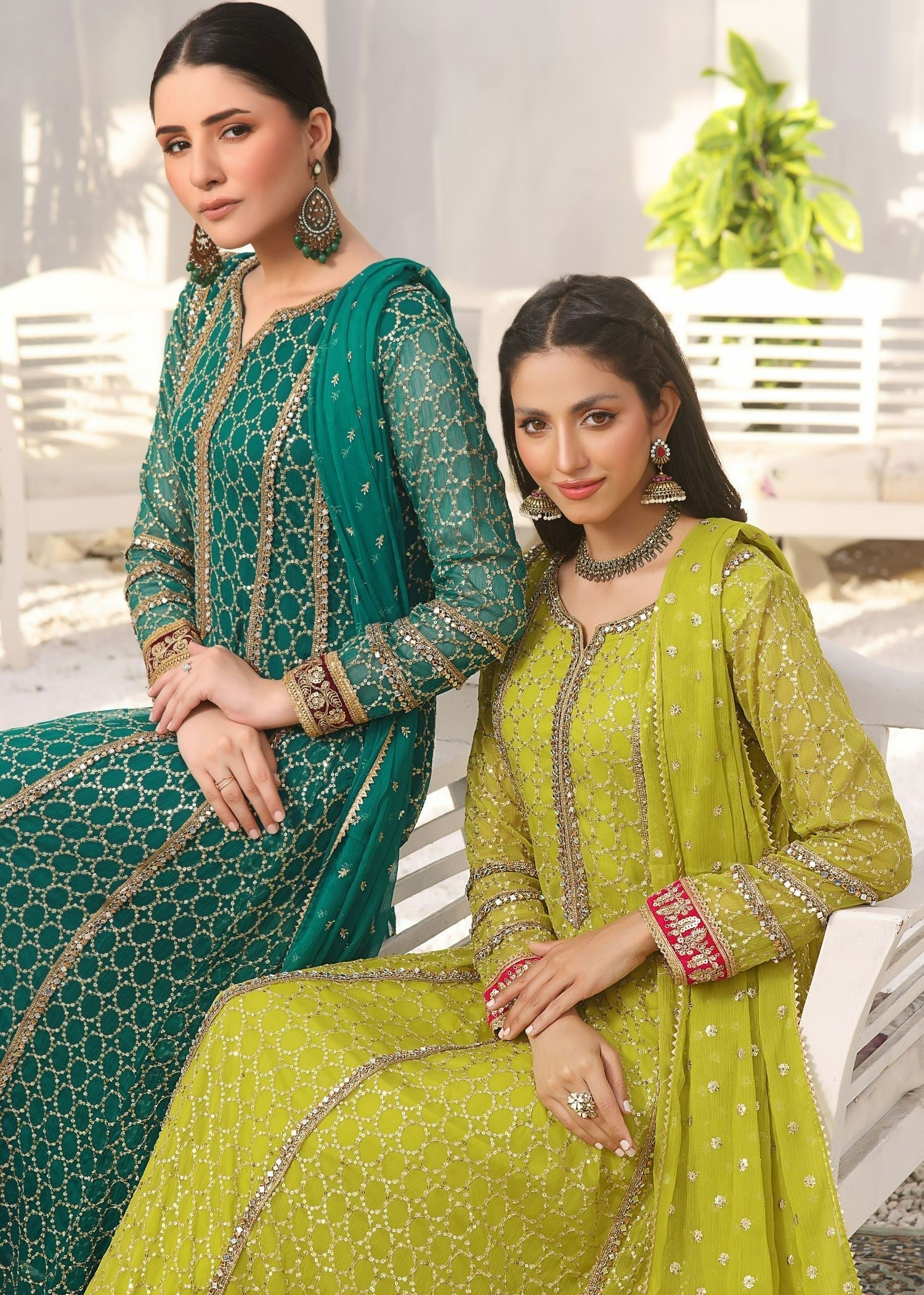 Ayesha Closet Shehzadi Chartreuse Women 3pcs