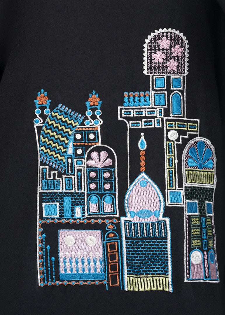 6teen black embroidered shirt Women 1pcs