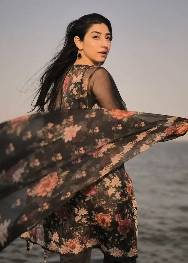 AYLA STUDIO Embroidered chiffon KH 001 Black Garden Women 3pcs