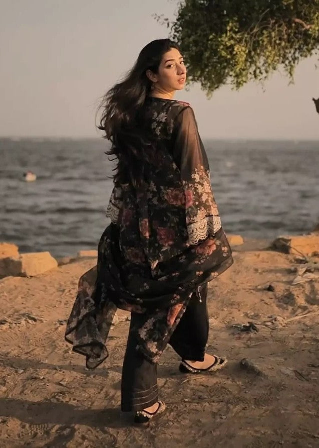 AYLA STUDIO Embroidered chiffon KH 001 Black Garden Women 3pcs