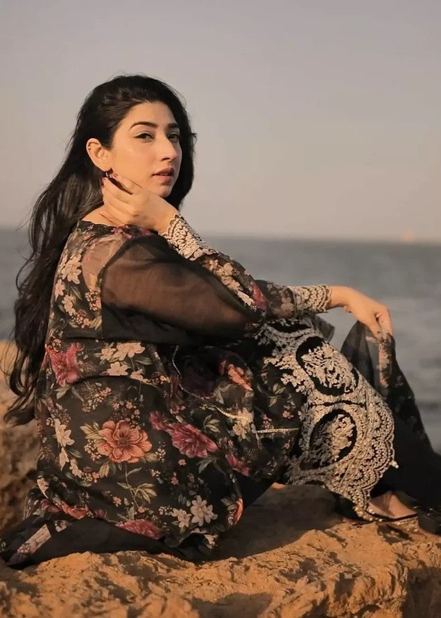 AYLA STUDIO Embroidered chiffon KH 001 Black Garden Women 3pcs