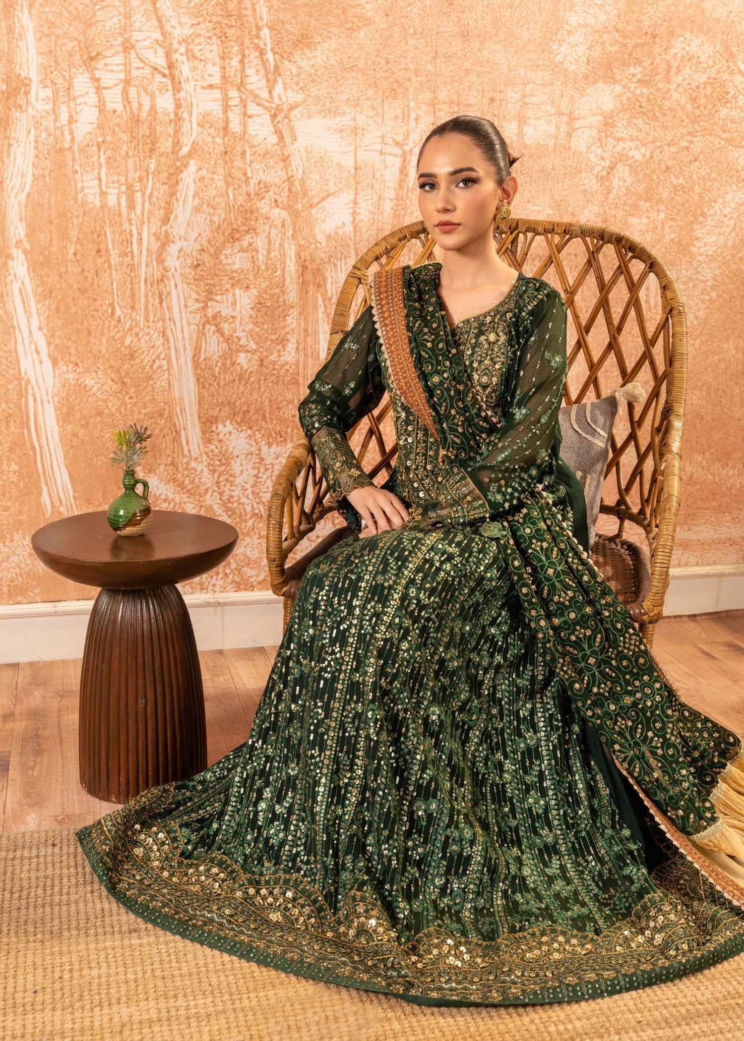 Malhaar Baaya 24 AL 3864 Bottle green Women 3pcs